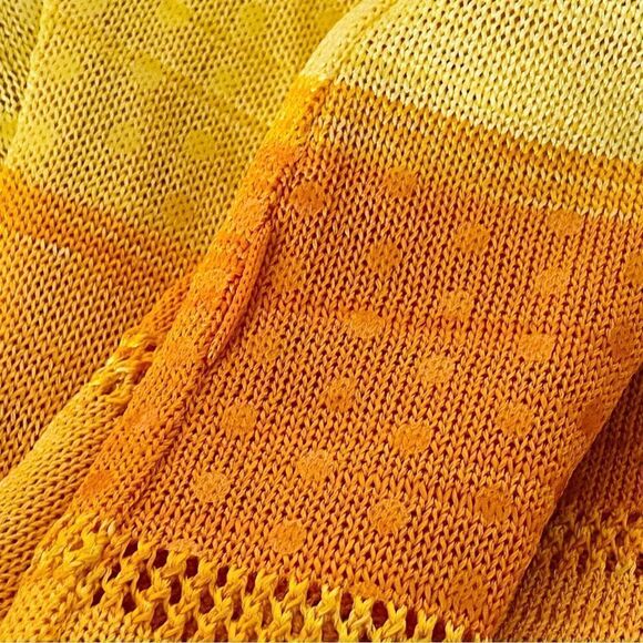 Vtg Escada Margaretha Ley Orange Yellow Stripe Knit Button Up Top Sz EU 34 US S - Picture 10 of 14